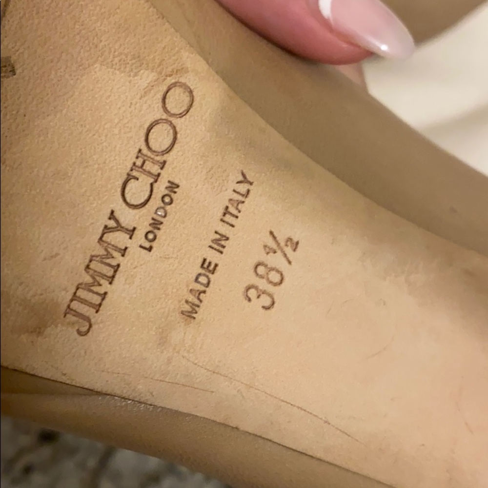 Jimmy Choo Nude Leather ‘Quiet’ Peep Toe Platform - Picture 6 of 10